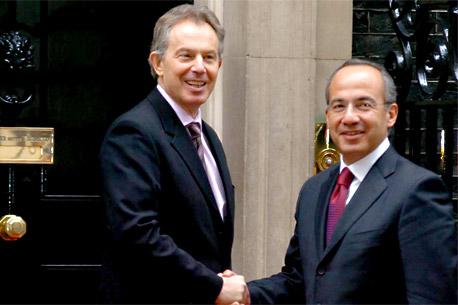 Proponen Blair y Calderón cooperación internacional contra crimen organizado
