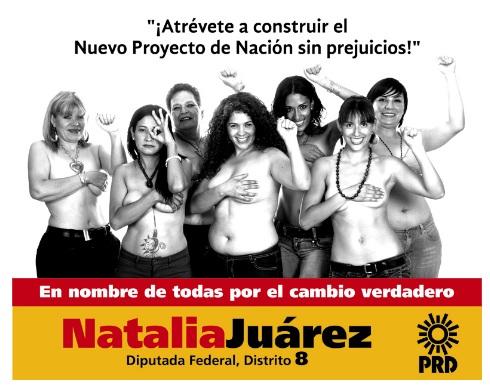 Candidata del PRD posa semidesnuda en campaña
