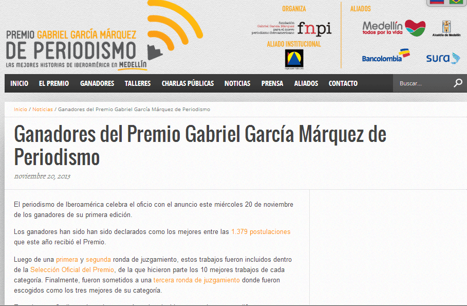Estos son los ganadores del Premio García Márquez