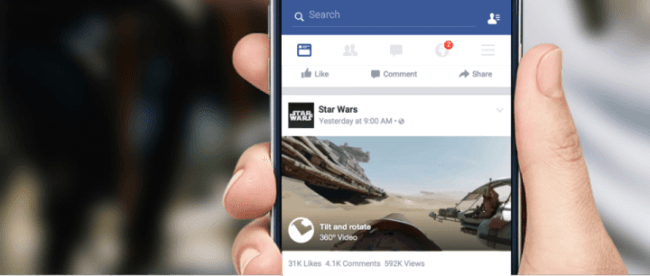 Facebook estrena videos en 360° con promo de Star Wars