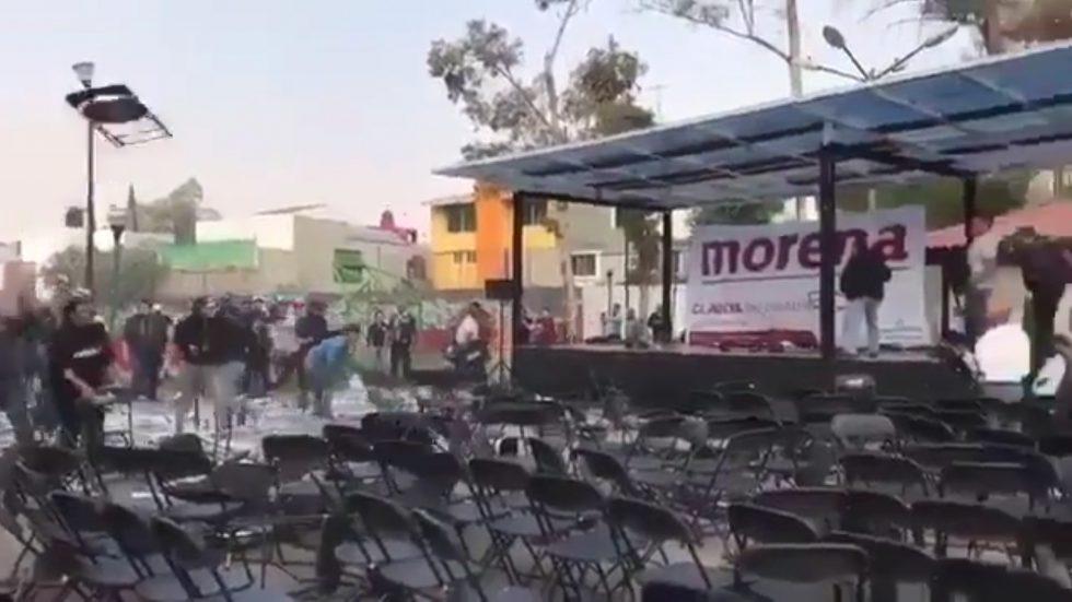 Simpatizantes del PRD agreden nuevamente a seguidores de Morena en mitin de Coyoacán