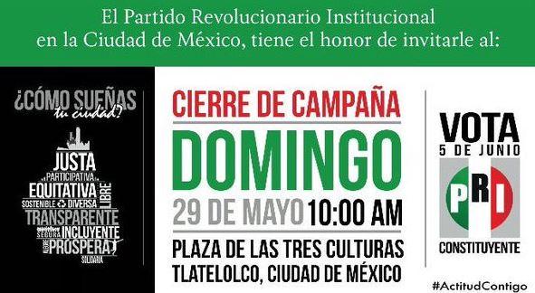 PRI anuncia cierre de campaña en Tlatelolco; es cínico oportunismo, responde Comité 68