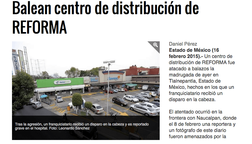 Atacan a tiros un centro de distribución del diario ‘Reforma’ en el Edomex