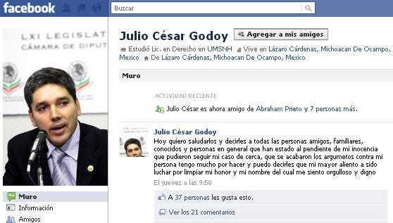 Reaparece Julio César Godoy mediante mensajes en Facebook