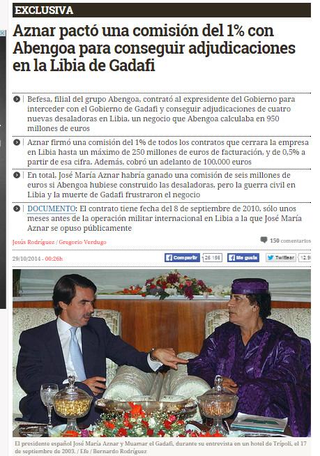 Empresa contrató a expresidente de España para conseguir adjudicaciones en la Libia de Gadafi