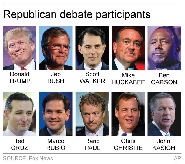 EU: Trump y los otros 9 republicanos que chocarán en el primer debate presidencial en Fox