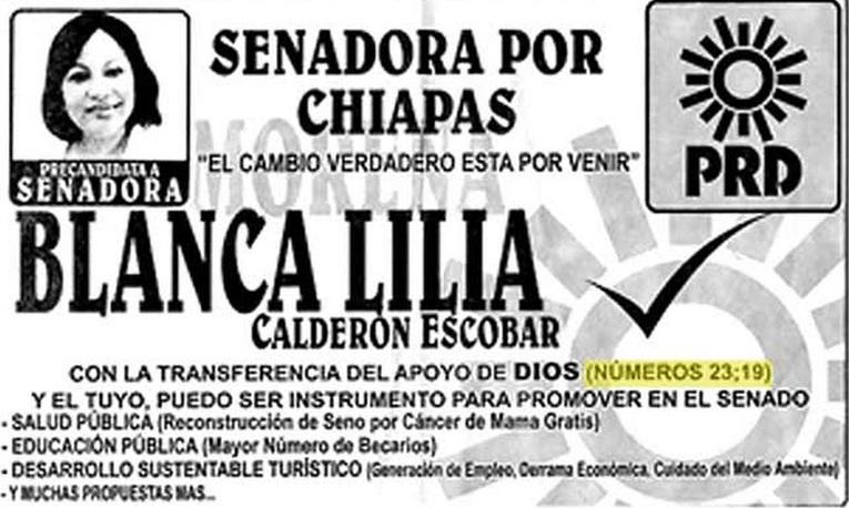 Candidata perredista al senado por Chiapas hace campaña con <i>La Biblia</i>