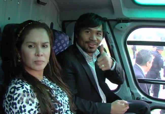 Pacquiao viaja en helicóptero de la PF para no perder vuelo