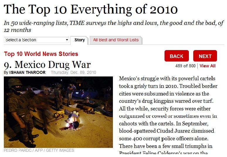 Lucha contra el narcotráfico en México en lista de <i>Time</i>