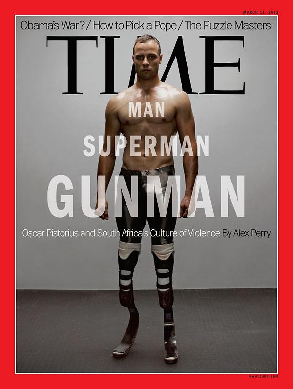 Pistorius portada de <i>Time</I>: Hombre, Superhombre, Pistolero