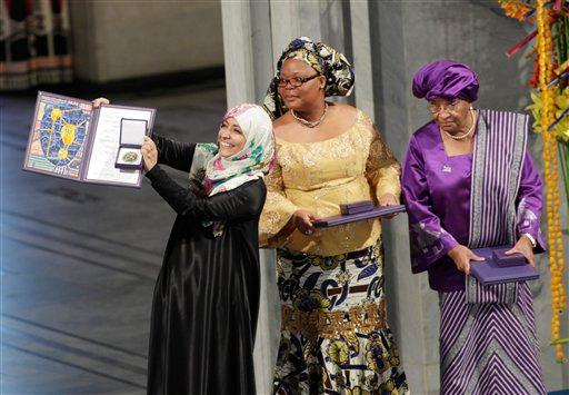 Entregan premio Nobel de la Paz a tres mujeres