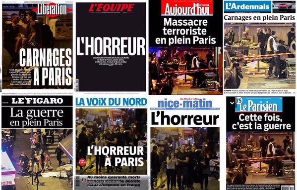 Así se reportan los ataques de París en diarios de Francia y el mundo
