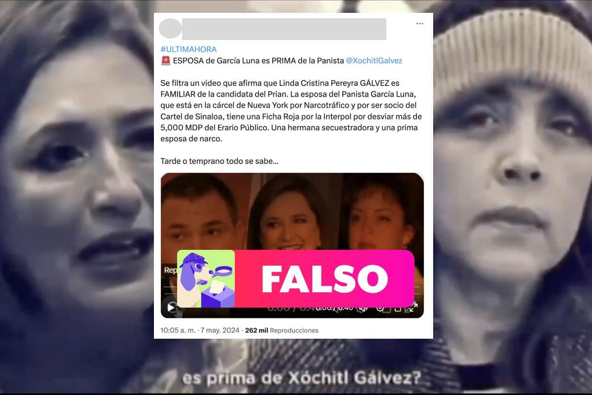 Falso que Xóchitl Gálvez y esposa de Genaro García Luna sean primas