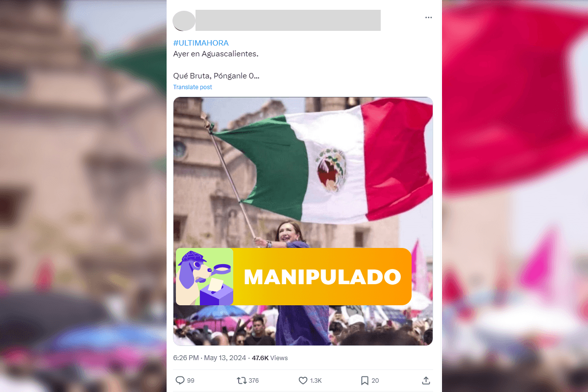 ¡Falso! Xóchitl no ondeó la bandera de México con el escudo al revés