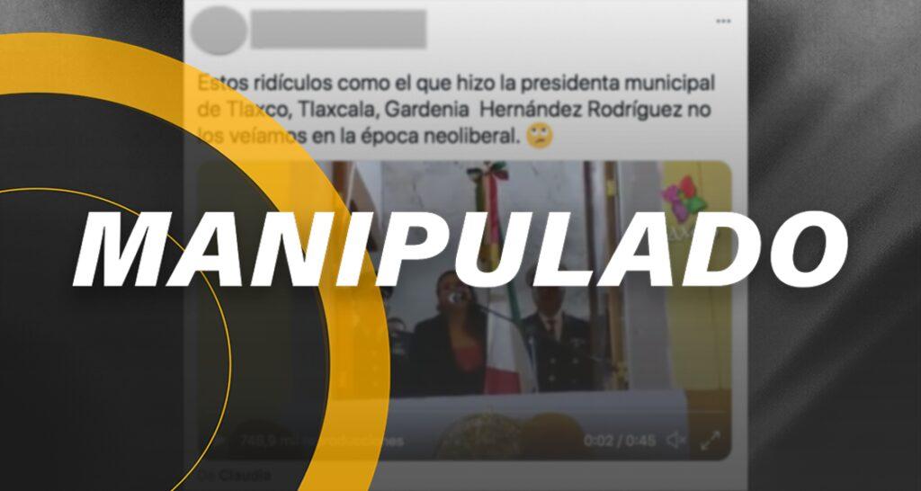 Este video fue editado y da una versión falsa del Grito de Independencia de una funcionaria en Tlaxco