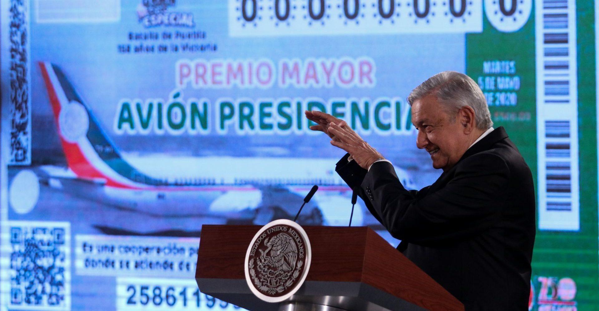 AMLO usará 2 mil mdp recuperados de la delincuencia para pagar premios del sorteo del avión presidencial