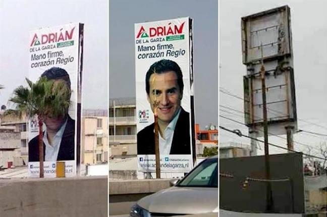 Cortan una palmera que ‘tapaba’ espectacular de un candidato del PRI en Monterrey