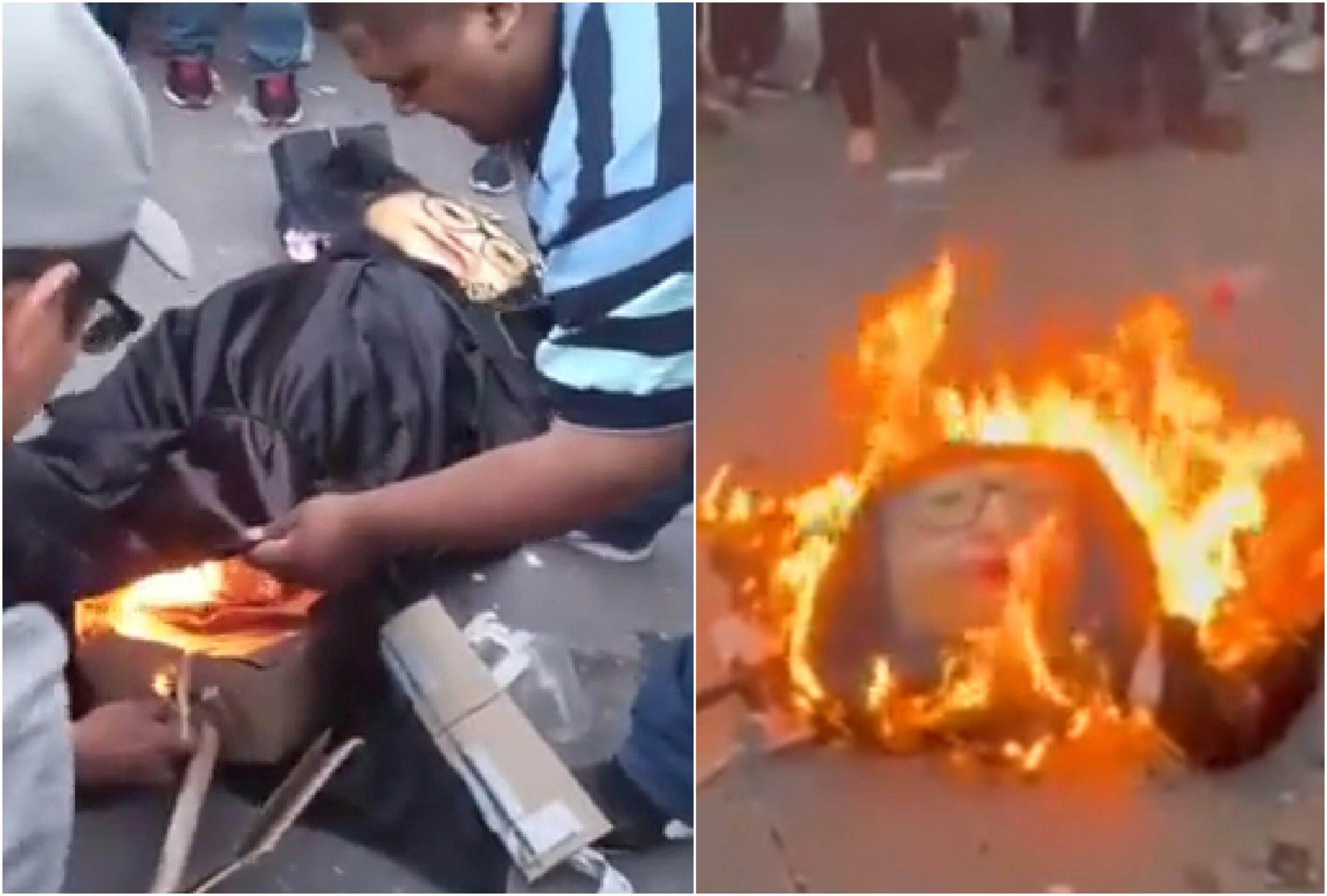 Queman imagen de la ministra Norma Piña durante evento en el Zócalo por la Expropiación Petrolera