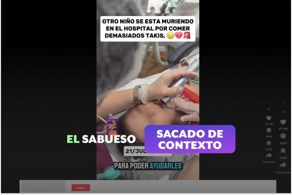 Este video no muestra a un niño hospitalizado por comer Takis