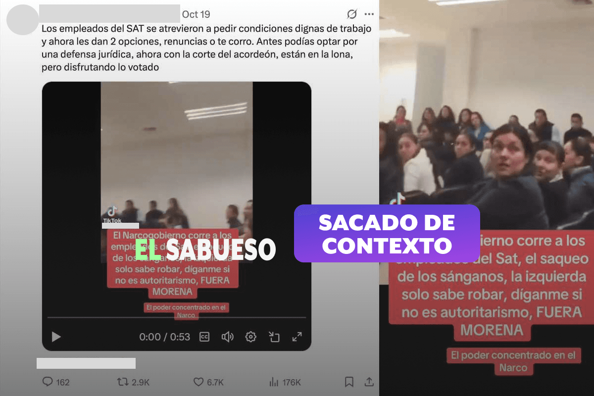El video donde empleados del SAT exhiben despidos injustificados se publicó en 2018, no en 2025