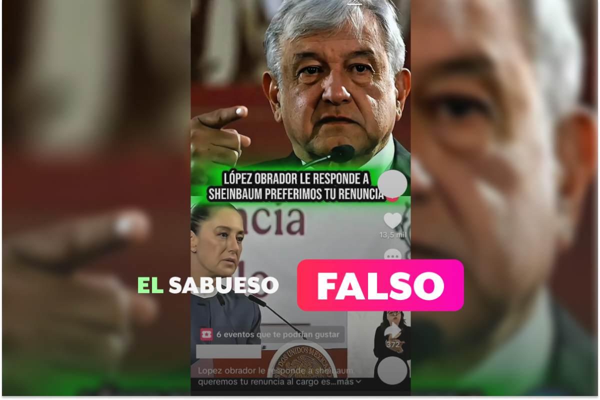 Es falso que López Obrador le reclamó a  Sheinbaum por la muerte del alcalde Carlos Manzo