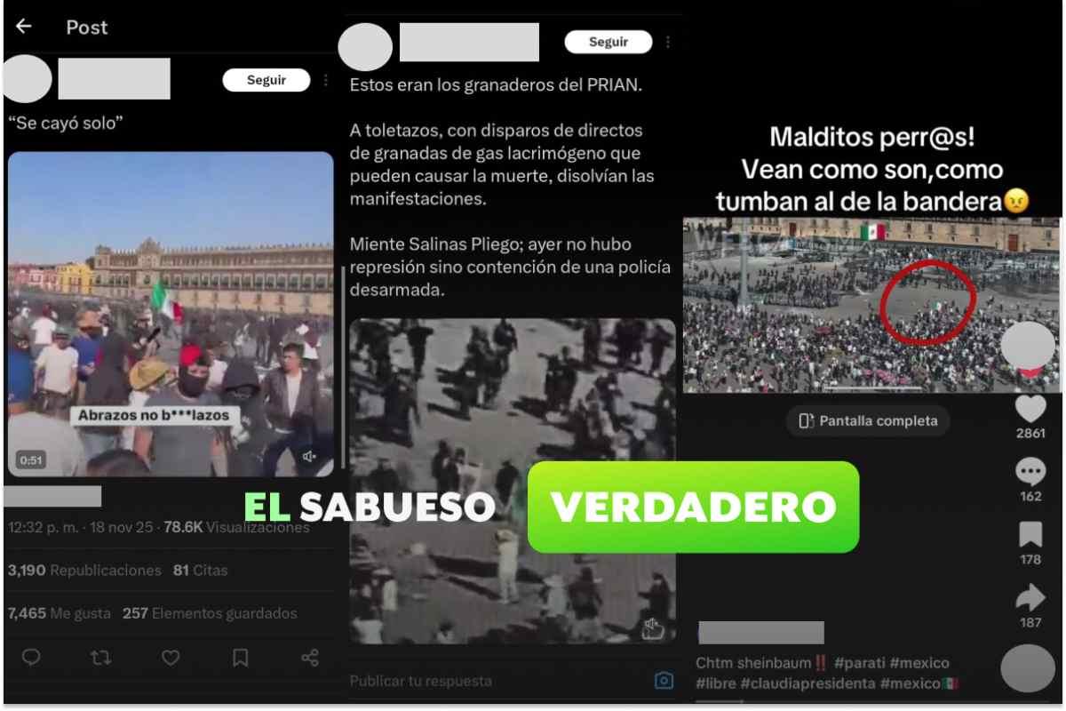 Verdadero: al hombre que ondeaba la bandera de México en la marcha de la Generación Z lo golpeó la p