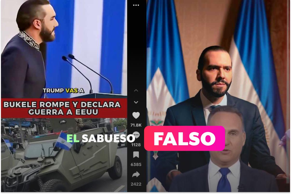 Un video donde Bukele le declara la guerra a Estados Unidos arrasa en TikTok, pero todo es falso