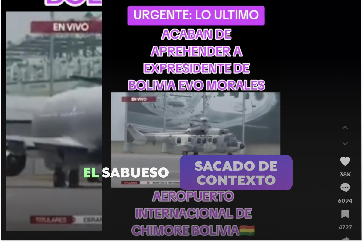 Es falso que Evo Morales fue detenido en Bolivia; el video corresponde a su llegada a CDMX en 2019