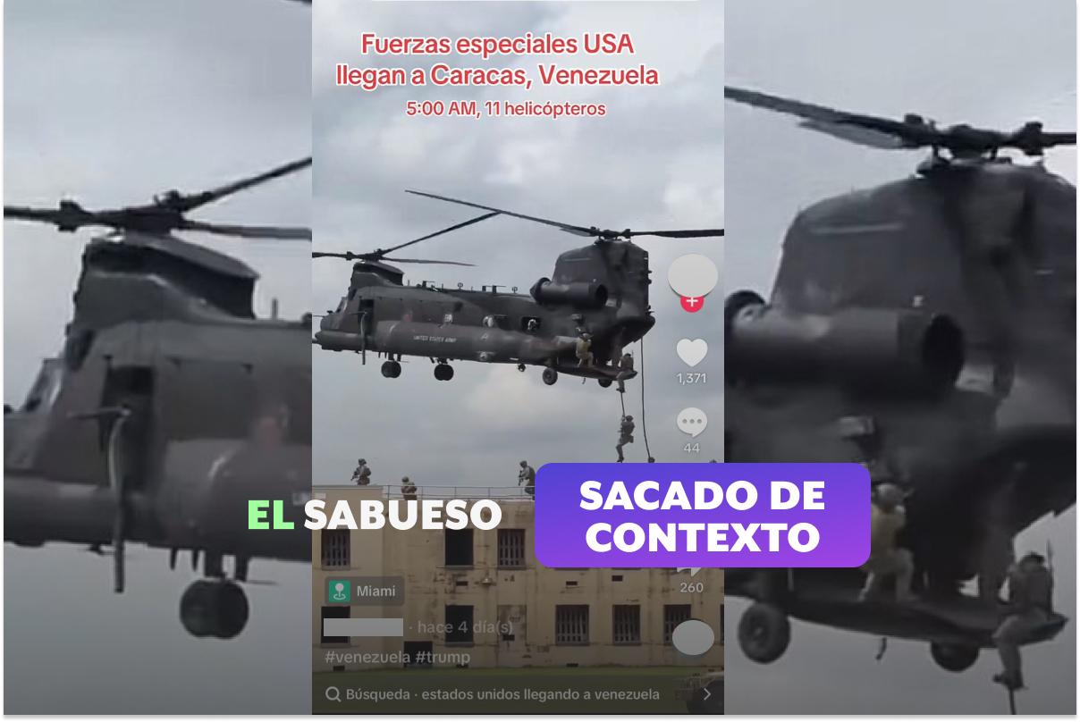 Este video no muestra a fuerzas especiales de EU arribando a Venezuela; es un entrenamiento militar 
