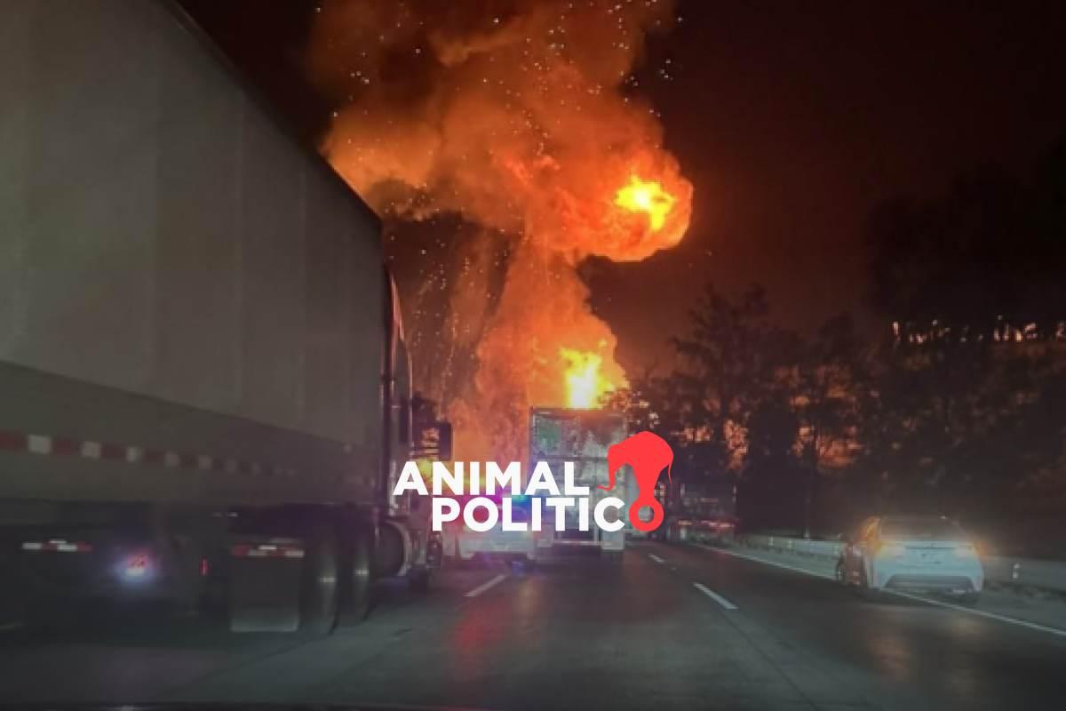 Explota pipa de gas LP en la México-Querétaro