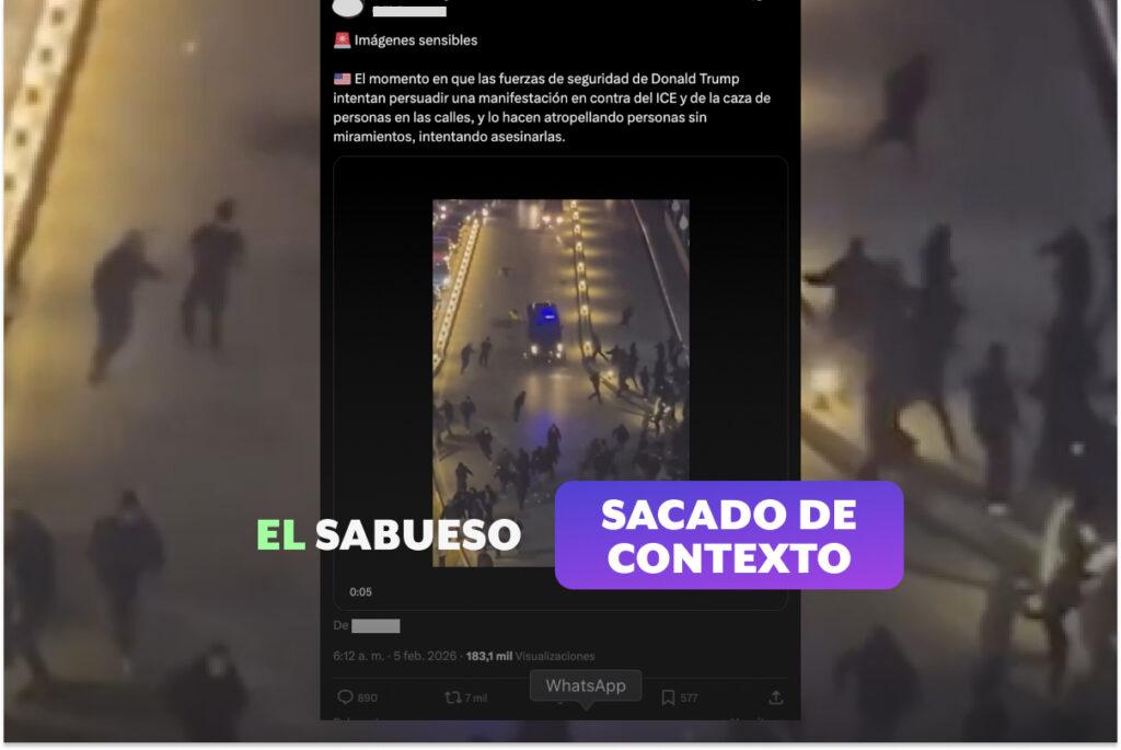 El video de agentes del ICE atropellando con un vehículo a manifestantes fue sacado de contexto; se grabó durante una protesta en Irán