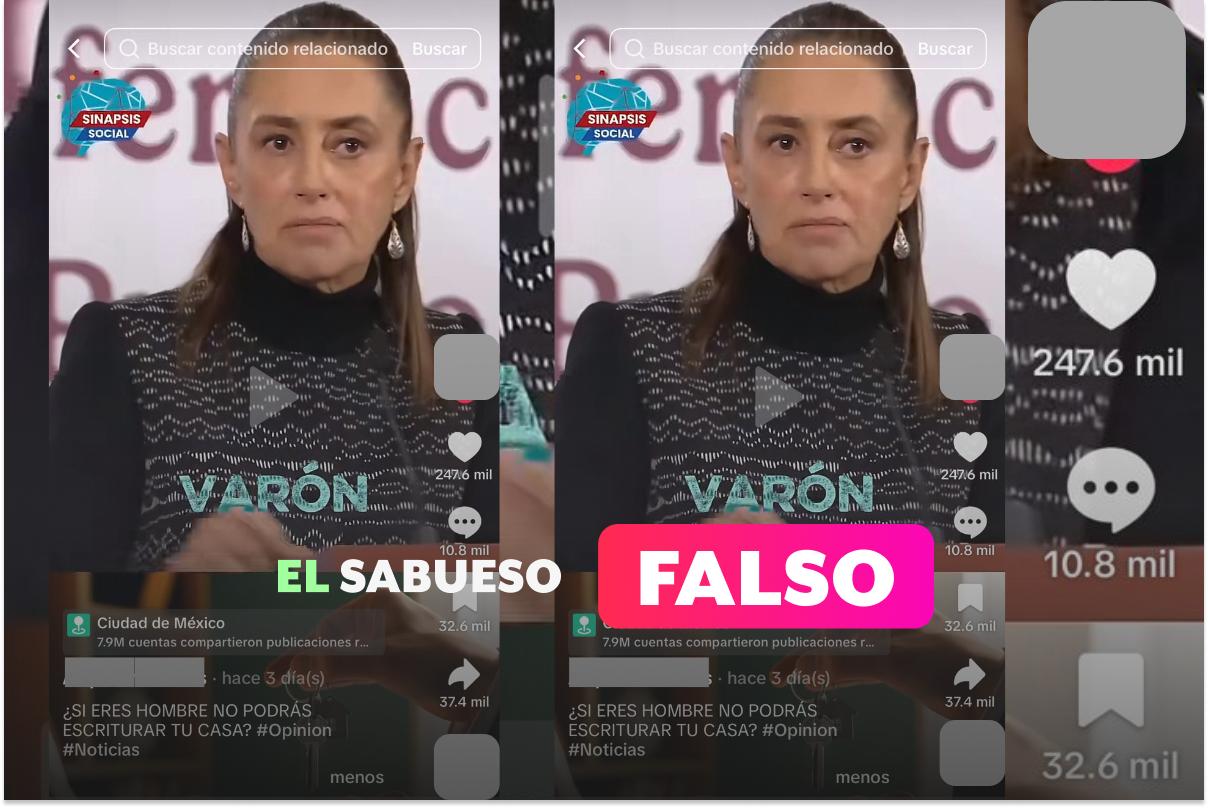 ¿Sheinbaum dijo que las casas del Infonavit serán escrituradas solo a nombre de mujeres? Es falso