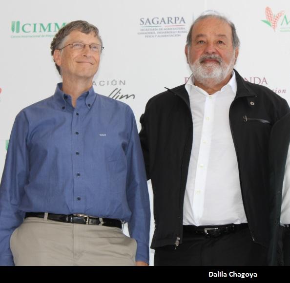 Carlos Slim y Bill Gates en la inauguración del CIMMYT