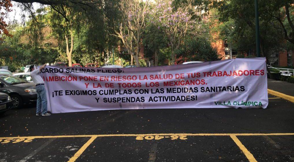 Vecinos de Tlalpan acusan a Grupo Salinas de ponerlos en peligro por obligar a sus empleados a trabajar