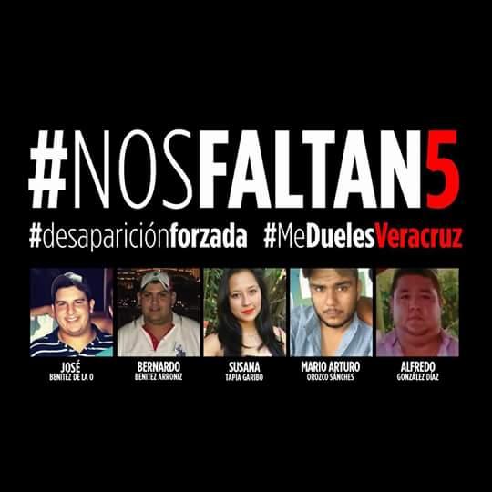 #NosFaltan5, la campaña en redes sociales para encontrar a los jóvenes desaparecidos en Veracruz