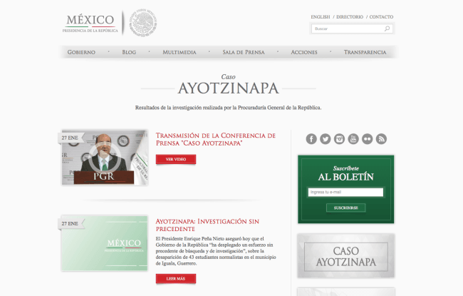 Presidencia “abre” información del caso Ayotzinapa en este micrositio