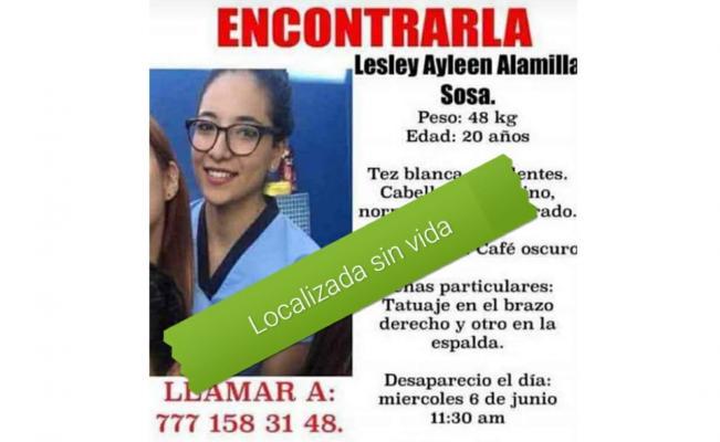 Hallan cuerpo de estudiante de Odontología reportada como desaparecida en Cuernavaca