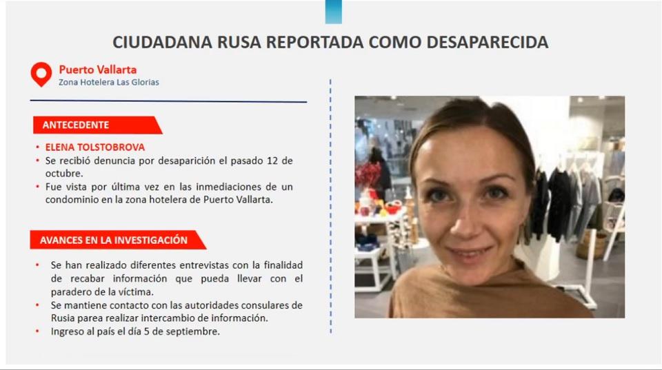 Elena Tolstobrova desapareció en Jalisco, la vieron por última vez en una zona hotelera de Puerto Vallarta