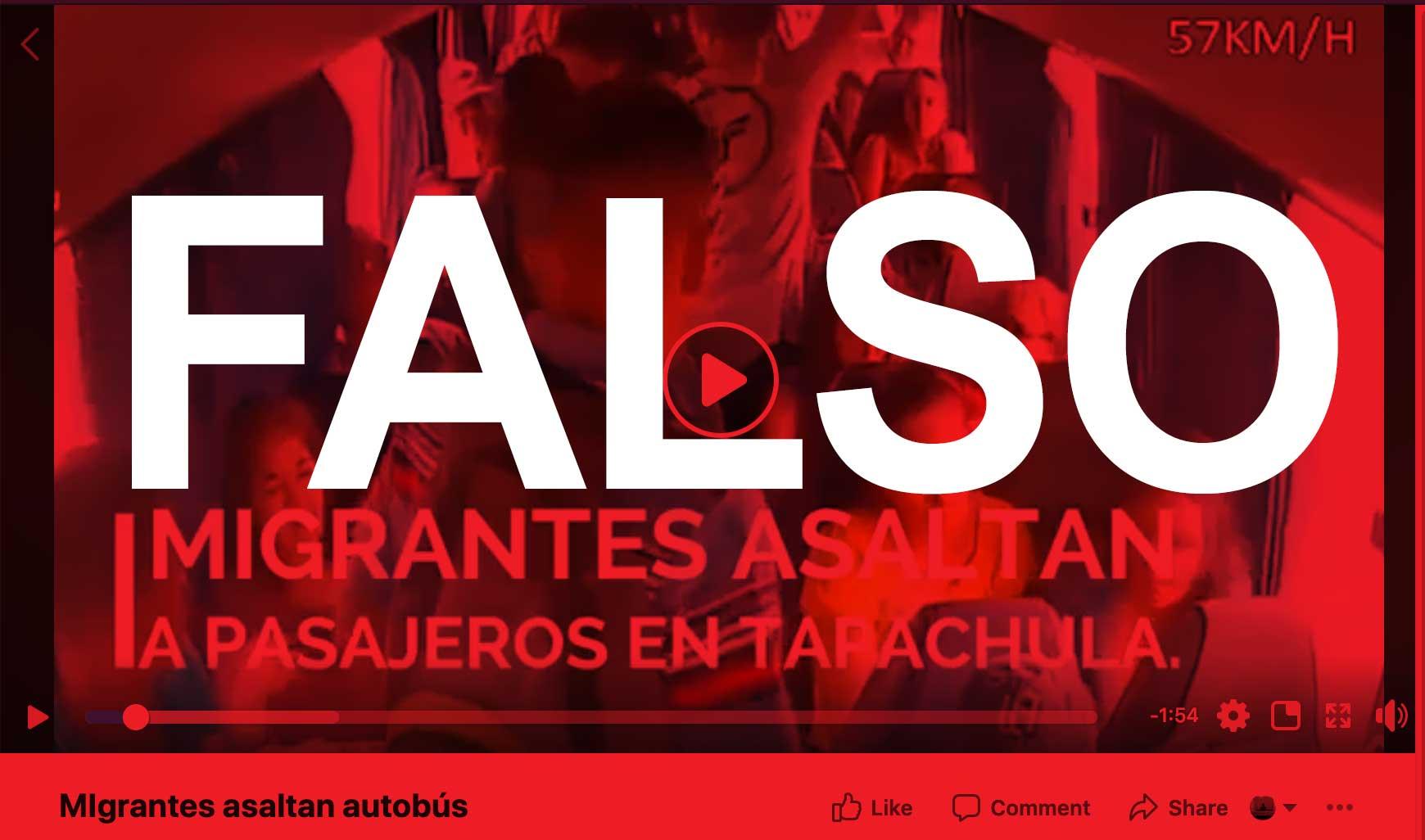 Falso que migrantes robaron un autobús en Chiapas, como dice una publicación en Facebook
