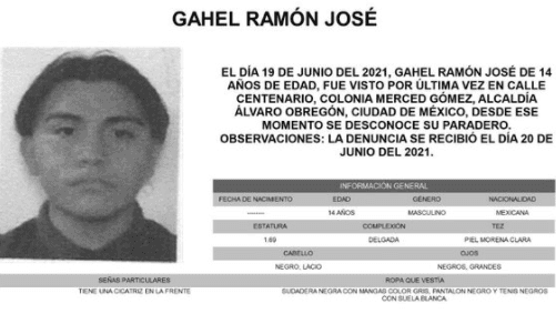 Gahel desapareció en Álvaro Obregón; vino a CDMX a hacer su examen de prepa