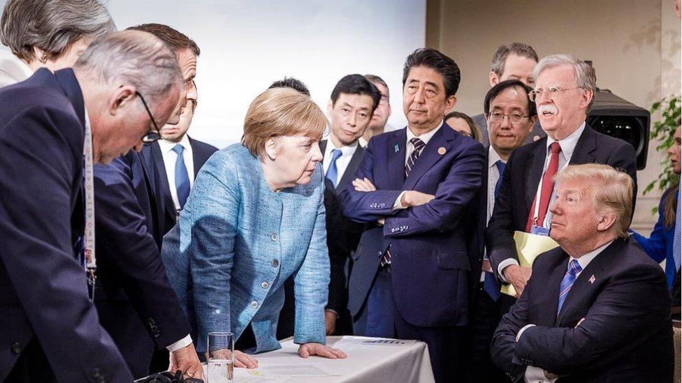 Quién es quién en la foto de Merkel y Trump que resume la tensa cumbre del G7