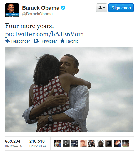 El tuit de Obama, el más retuiteado de la historia