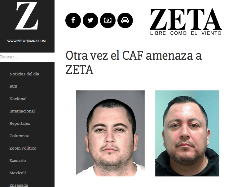 Semanario Zeta denuncia que ha recibido amenazas del Cártel de los Arellano Félix