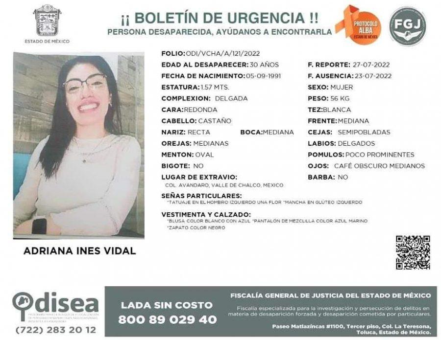 Adriana Inés, enfermera reportada como desaparecida, es hallada muerta; fiscalía de Edomex indaga feminicidio