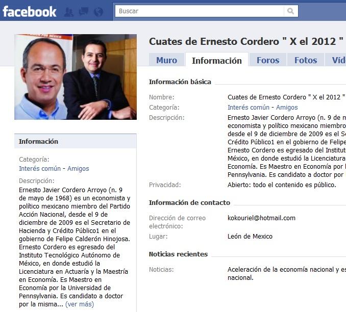 Cordero ya es presidenciable en Facebook