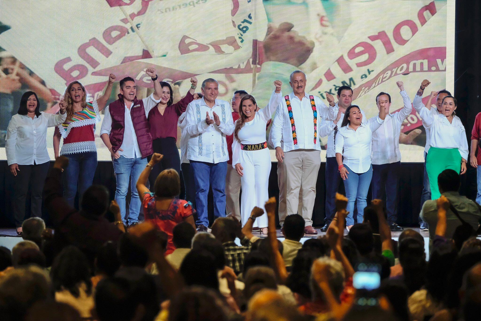 Adán Augusto, Sheinbaum y Monreal cierran filas con candidatos de Morena rumbo a elecciones del 5 de junio