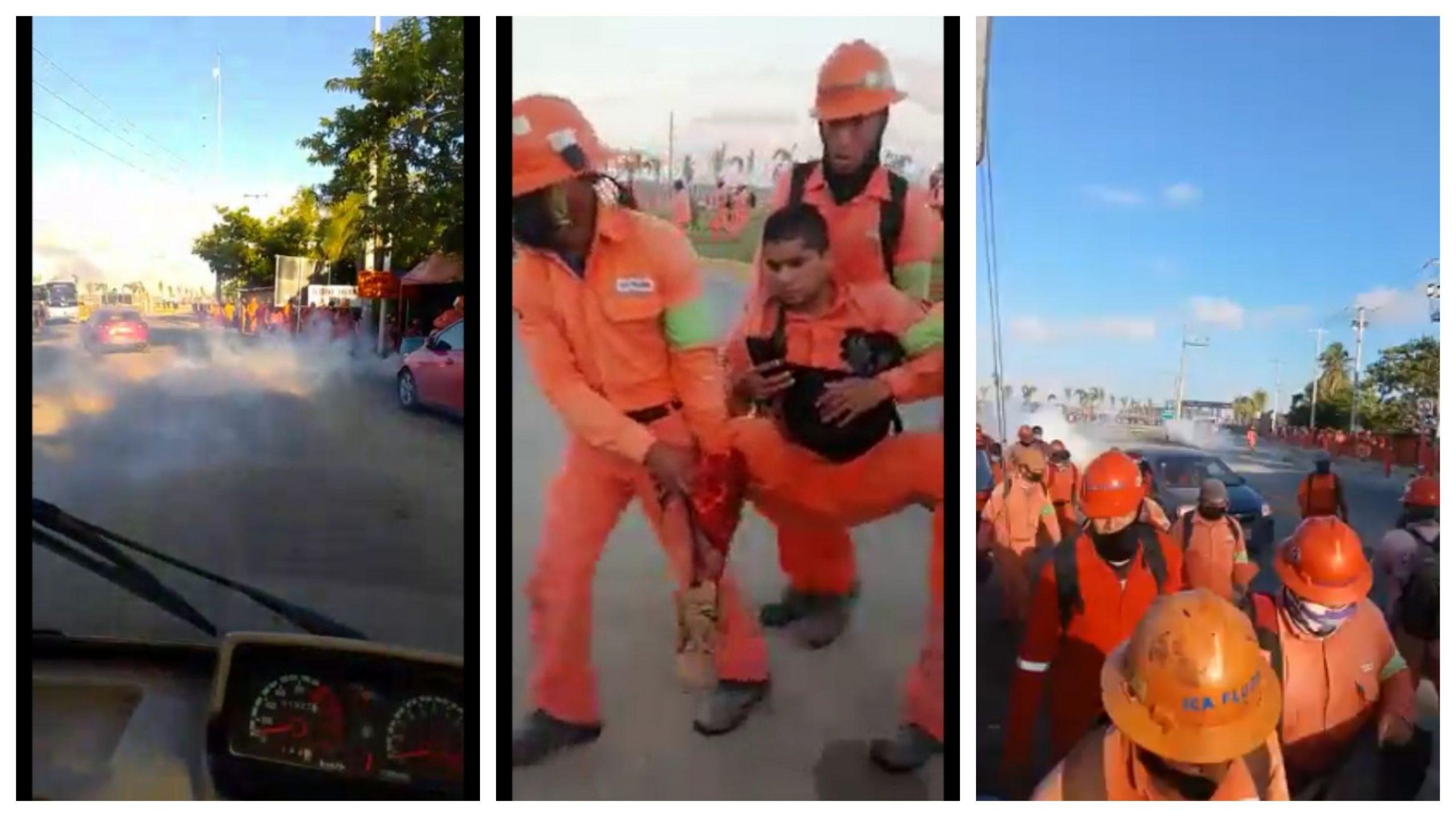 Lanzan gas lacrimógeno y balas de goma a trabajadores de Dos Bocas; hay cinco heridos