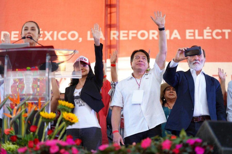 A 4 días de la consulta de revocación, funcionarios de Morena y simpatizantes hacen mitin a favor de AMLO