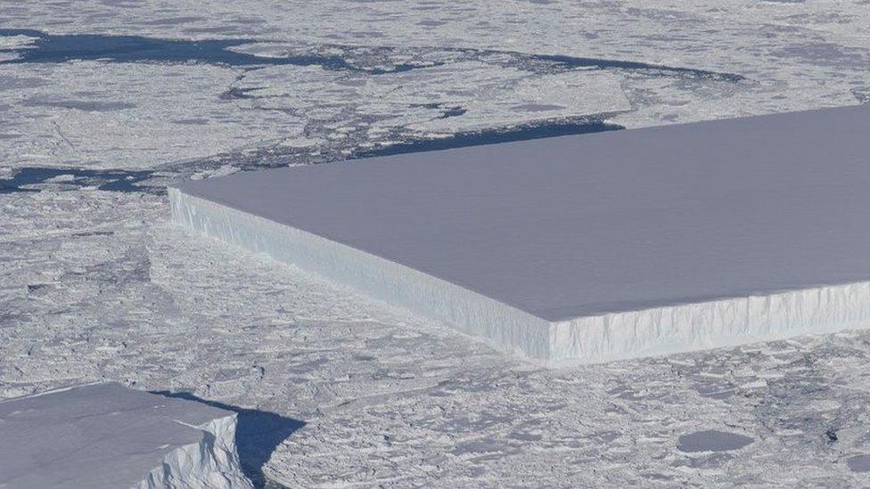 El iceberg tabular: el curioso bloque de hielo en forma de rectángulo que flota en la Antártica.