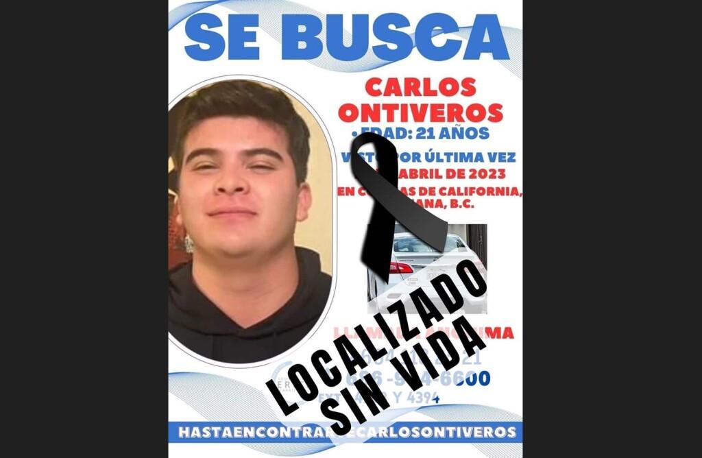 Localizan sin vida a Carlos Ontiveros, hijo de exfiscal de la Unidad de Desaparecidos de Tijuana